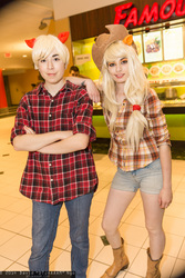 Size: 1365x2048 | Tagged: safe, applejack, big macintosh, human, g4, cosplay, irl, irl human, photo