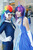 Size: 683x1024 | Tagged: safe, artist:ladymella, artist:shiya, rainbow dash, twilight sparkle, zapp, human, g4, my little pony: friendship is magic, power ponies (episode), cosplay, irl, irl human, photo, power ponies