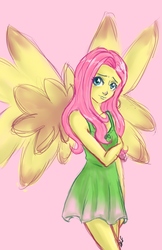 Size: 1617x2500 | Tagged: safe, artist:jcn010, fluttershy, human, g4, female, humanized, pony coloring, solo, winged humanization