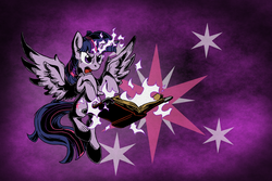 Size: 900x601 | Tagged: safe, artist:sonicpegasus, twilight sparkle, alicorn, pony, g4, book, female, magic, mare, solo, twilight sparkle (alicorn)