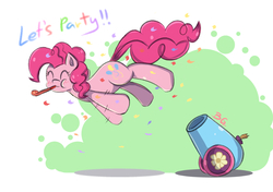 Size: 1024x720 | Tagged: safe, artist:tikrs007, pinkie pie, earth pony, pony, g4, female, party cannon, pony cannonball, solo