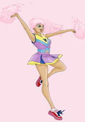 Size: 1576x2266 | Tagged: safe, artist:erim-kawamori, oc, oc only, oc:fluffle puff, human, armpits, cheerleader, clothes, humanized, shoes, sneakers, solo