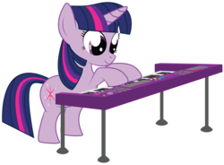 Size: 4943x3629 | Tagged: safe, artist:fethur, twilight sparkle, pony, unicorn, g4, bipedal, female, keyboard, musical instrument, solo, unicorn twilight