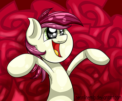 Size: 1200x1000 | Tagged: safe, artist:neoncel, roseluck, pony, g4, cute, female, happy, hooves up, rose, smiling, solo