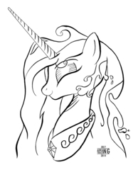 Size: 776x1000 | Tagged: safe, artist:boxedsurprise, princess celestia, g4, female, monochrome, portrait, solo