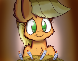 Size: 900x700 | Tagged: safe, artist:heir-of-rick, applejack, daily apple pony, g4, candle, female, impossibly large ears, pie, solo
