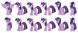 Size: 3272x1370 | Tagged: safe, artist:aleximusprime, twilight sparkle, alicorn, pony, g4, female, mare, reference sheet, turnaround, twilight sparkle (alicorn)