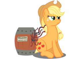 Size: 1124x931 | Tagged: safe, artist:gamerpen, applejack, earth pony, pony, g4, barrel, female, mare, simple background, solo, toxin, transparent background