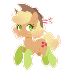 Size: 1280x1371 | Tagged: dead source, safe, artist:hawthornss, part of a set, applejack, g4, alternate hairstyle, clothes, female, simple background, socks, solo, transparent background