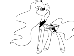 Size: 1280x978 | Tagged: safe, artist:darkflame75, princess luna, lunadoodle, g4, female, monochrome, solo