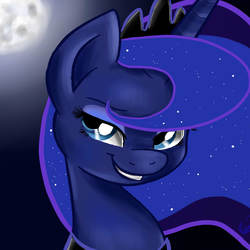 Size: 1000x1000 | Tagged: safe, artist:yummiestseven65, princess luna, pony, g4, bedroom eyes, female, portrait, smiling, smirk, solo