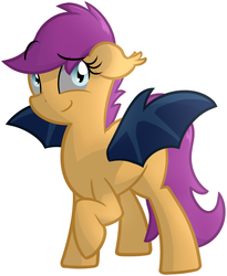 Size: 1280x1560 | Tagged: safe, artist:furrgroup, scootaloo, bat pony, pony, g4, bat ponified, female, floppy ears, race swap, scootabat, simple background, solo, white background