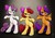 Size: 2893x2039 | Tagged: safe, artist:rameslack, apple bloom, scootaloo, sweetie belle, earth pony, pony, g4, bipedal, bow, cutie mark crusaders, dancing, hair bow, high res, newbie artist training grounds, smiling, wink