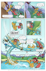 Size: 1300x2000 | Tagged: safe, artist:smudge proof, snails, snips, oc, oc:tails, dragonfly, hornet, insect, wasp, comic:heads and tails, g4, comic, creepy crawlies, helix, lake, magic