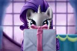 Size: 1600x1067 | Tagged: safe, artist:everypone, rarity, pony, g4, female, present, solo