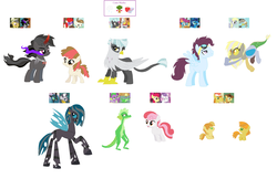 Size: 2424x1568 | Tagged: safe, artist:unoriginai, apple bloom, braeburn, carrot cake, daring do, derpy hooves, discord, featherweight, gummy, gustave le grande, king sombra, queen chrysalis, scootaloo, soarin', spike, sweetie belle, thunderlane, twist, zecora, oc, changeling, classical hippogriff, draconequus, dracony, dragon, earth pony, griffon, hippogriff, hybrid, pegasus, pony, g4, adoptable, adopted, baby, braecake, colt, crack shipping, cute, derpcord, feathertwist, female, filly, goddamnit unoriginai, interspecies offspring, lesbian, magical gay spawn, magical lesbian spawn, male, offspring, parent:apple bloom, parent:braeburn, parent:carrot cake, parent:daring do, parent:derpy hooves, parent:discord, parent:featherweight, parent:gummy, parent:gustave le grande, parent:king sombra, parent:queen chrysalis, parent:scootaloo, parent:soarin', parent:spike, parent:sweetie belle, parent:thunderlane, parent:twist, parent:zecora, parents:derpcord, parents:feathertwist, parents:soarinloo, parents:sombrado, parents:spummy, parents:sweetiebloom, parents:zecoralis, ship:sweetiebloom, shipping, simple background, soarinloo, sombrado, spummy, white background, zecoralis
