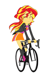 Size: 1280x1792 | Tagged: safe, artist:zat, sunset shimmer, equestria girls, g4, bicycle, cute, female, shimmerbetes, simple background, solo, white background