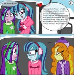 Size: 887x900 | Tagged: safe, artist:queentigrel, adagio dazzle, aria blaze, sonata dusk, equestria girls, g4, a dazzling winter, comic, misspelling, oh crap, typo of unintentional hilarity