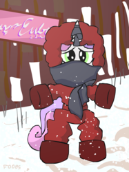 Size: 800x1067 | Tagged: safe, artist:foobwhisperer, sweetie belle, pony, unicorn, g4, "extended deep sea diving", a christmas story, bundled up, bundled up for winter, newbie artist training grounds, winter outfit