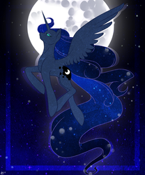 Size: 1000x1200 | Tagged: safe, artist:nykraly, princess luna, g4, female, flying, moon, solo