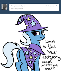 Size: 666x777 | Tagged: safe, trixie, pony, unicorn, ask the great and powerful trixie, g4, ask, butt, female, mare, plot, solo, tumblr