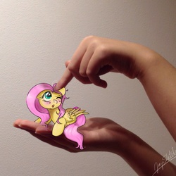 Size: 1000x1000 | Tagged: safe, artist:jajasketch, fluttershy, human, g4, hand, irl, photo, ponies in real life, solo