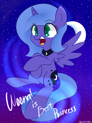 Size: 1575x2100 | Tagged: safe, artist:ibacchstudios, princess luna, g4, best princess, female, filly, moon, solo, stars, woona