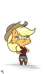 Size: 1200x2000 | Tagged: safe, artist:doggonepony, applejack, anthro, g4, applecat, boots, chibi, clothes, female, solo, species swap