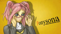 Size: 3840x2160 | Tagged: safe, artist:naarpuni, fluttershy, anthro, g4, anime, eye clipping through hair, high res, kujikawa rise, lipstick, nail polish, persona, persona 4