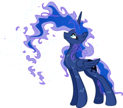 Size: 6823x6000 | Tagged: safe, artist:kp-shadowsquirrel, artist:spier17, princess luna, alicorn, pony, g4, .svg available, absurd resolution, energy mane, ethereal mane, female, mare, simple background, smiling, solo, transparent, transparent background, vector, water, wet, wet mane