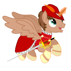 Size: 1100x1100 | Tagged: safe, artist:peternators, oc, oc only, oc:heroic armour, alicornified, rapier, red mage, solo, sword, why