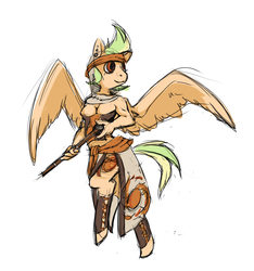 Size: 1262x1348 | Tagged: safe, artist:krriia, oc, oc only, oc:solar blitz, pegasus, anthro, clothes, gun, gunslinger, musket, pathfinder, piercing, sketch, solo