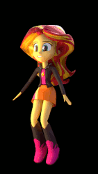 Size: 378x672 | Tagged: safe, artist:creatorofpony, sunset shimmer, equestria girls, g4, 3d, 3d model, animated, boots, bouncing, clothes, cute, female, happy, jacket, jumping, leather jacket, shimmerbetes, shirt, skirt