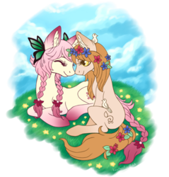 Size: 750x783 | Tagged: safe, artist:luciferific, oc, oc only, oc:bleating heart, oc:petal dance, bird, flower