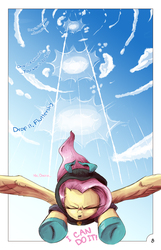 Size: 1393x2167 | Tagged: safe, artist:saturdaymorningproj, fluttershy, pegasus, pony, comic:angelic flutterboom, g4, badass, bunny ears, clothes, costume, dangerous mission outfit, eyes closed, female, flutterbadass, hoodie, mare, solo