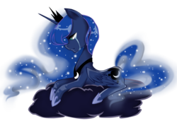 Size: 960x720 | Tagged: safe, artist:fantasyscream, princess luna, g4, cloud, crying, female, prone, simple background, solo, transparent background