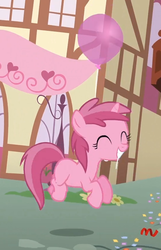 Size: 551x855 | Tagged: safe, screencap, ruby pinch, pony, unicorn, g4, pinkie pride, background pony, cute, female, filly, happy, jumping, pinchybetes, solo