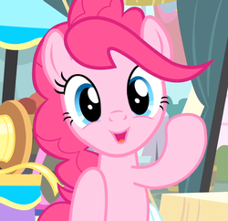 Size: 1115x1079 | Tagged: safe, screencap, pinkie pie, pony, g4, pinkie pride, female, reaction image, solo