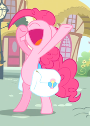 Size: 625x875 | Tagged: safe, screencap, pinkie pie, g4, pinkie pride, bag, female, reaction image, saddle bag, silly, solo