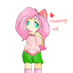 Size: 2000x2000 | Tagged: safe, artist:matcha meng, fluttershy, human, g4, breasts, busty fluttershy, female, high res, humanized, pixiv, solo