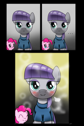 Size: 2000x3000 | Tagged: safe, artist:hoyeechun, maud pie, pinkie pie, g4, blushing, comic, cute, diapinkes, high res, maudabetes, smiling, when she smiles