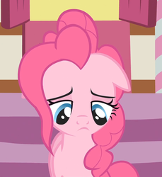 Size: 921x1005 | Tagged: safe, screencap, pinkie pie, pony, g4, pinkie pride, female, reaction image, sad, solo