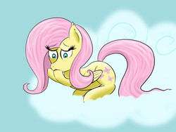 Size: 4000x3000 | Tagged: safe, artist:melonhunter, fluttershy, g4, cloud, female, looking down, newbie artist training grounds, solo