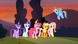 Size: 1920x1080 | Tagged: safe, screencap, applejack, fluttershy, pinkie pie, rainbow dash, rarity, twilight sparkle, alicorn, pony, g4, pinkie pride, female, mane six, mare, twilight sparkle (alicorn)