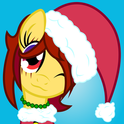Size: 6000x6000 | Tagged: safe, artist:a-jewel-of-rarity, oc, oc only, oc:shyra, absurd resolution, christmas, clothes, hat, santa costume, santa hat, wink