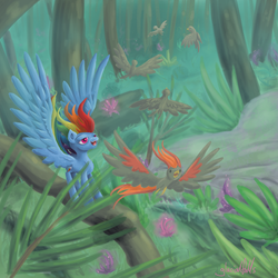 Size: 1024x1024 | Tagged: safe, artist:glacialfalls, rainbow dash, pony, g4, female, jungle, solo