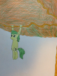 Size: 1936x2592 | Tagged: safe, artist:epicalaxy master, autumn, background pony, drawing, hanging, solo, traditional art, tree