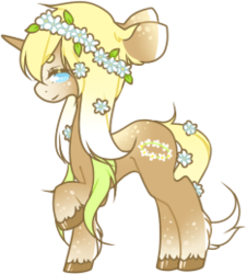 Size: 234x259 | Tagged: safe, artist:linoleumitalics, oc, oc only, pony, unicorn, floral head wreath, solo