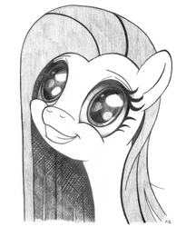 Size: 2550x3287 | Tagged: dead source, safe, artist:uminanimu, pinkie pie, pony, g4, cute, cuteamena, female, grin, high res, monochrome, pinkamena diane pie, smiling, solo, squee, traditional art