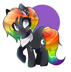 Size: 900x907 | Tagged: safe, artist:piko-ka, oc, oc only, oc:spectral night, pegasus, pony, freckles, rainbow hair, solo